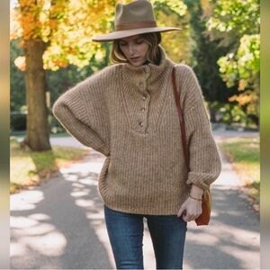 Hatch Warm Brown Turtleneck Sweater